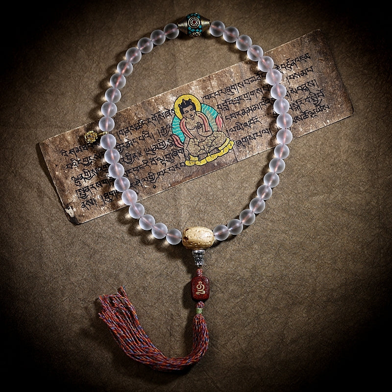 Kailashforce Ethereal Nepalese Artisanal Crystal Mala 36 Bead Women’s Bodhi String, Where Light Meets Legacy