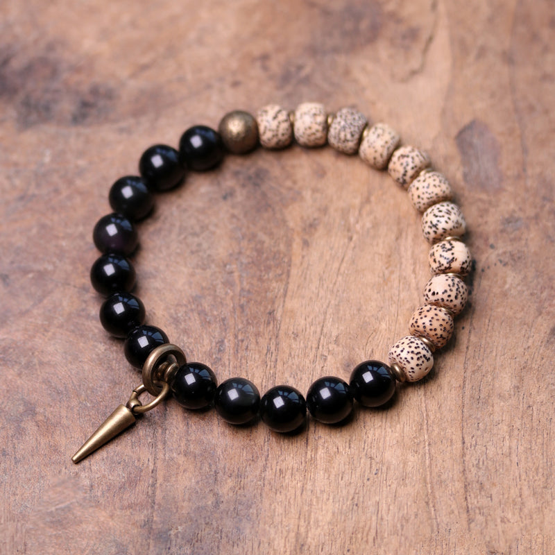 Kailashforce Women’s Ethnic Moon Star Sandalwood Bracelet Handcrafted Single Layer Boho Chinese Artisan Jewelry