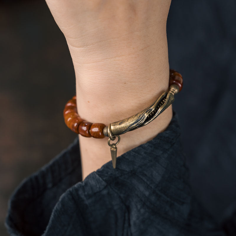 Kailashforce Artisanal Cow Bone Metal Handmade Bracelet Vintage Playful Beaded Jewelry