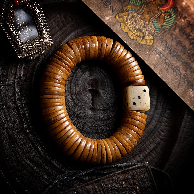 Kailashforce Timeless Tibetan Aged Yak Bone Single Loop Mala Where Earth’s Memory Meets Soul’s Journey