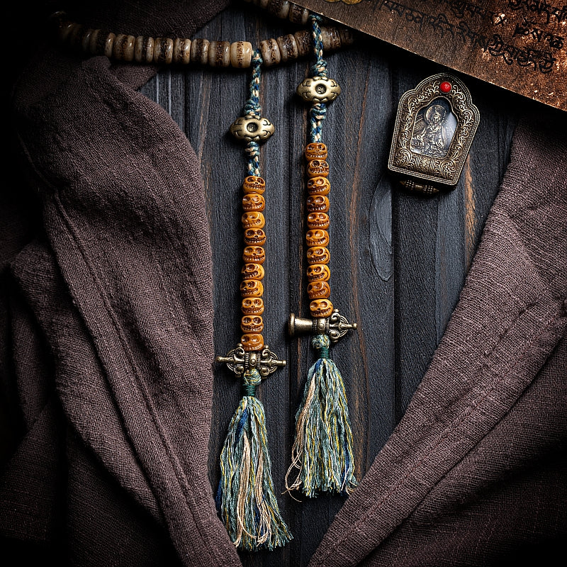 Kailashforce Tibetan Yak Bone Mala 108 Beads of Aged Wisdom, Where Earth’s Memory Meets Masculine Soul