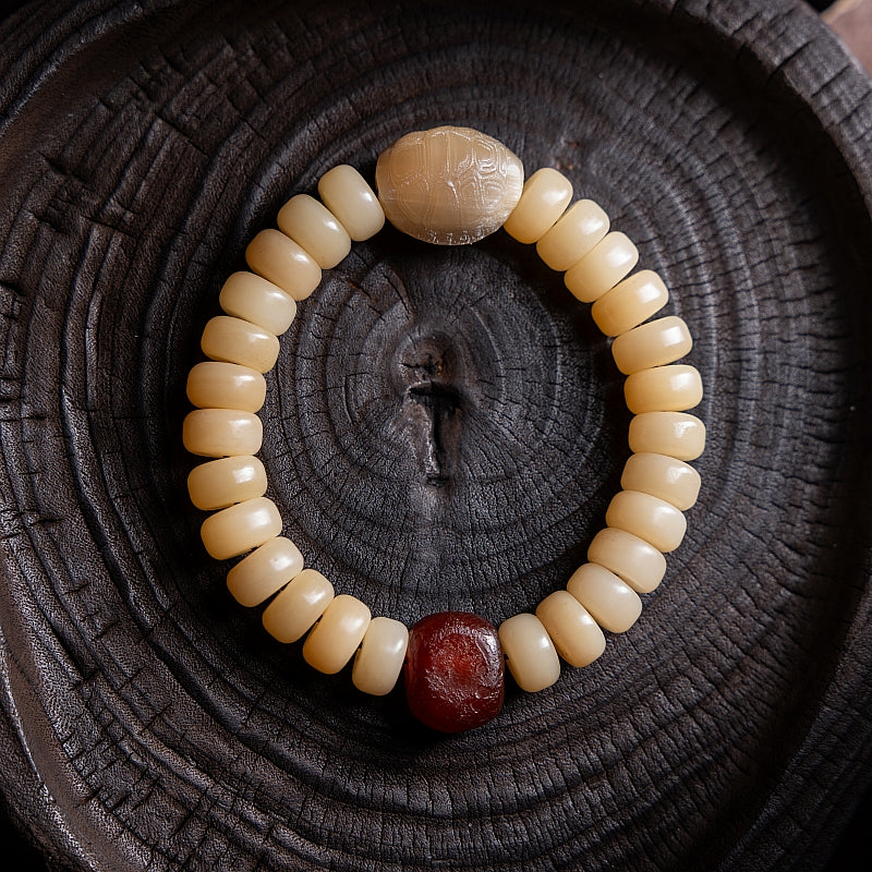 Kailashforce Timeless Natural Camel Bone Fossilized Yellow Single Loop Mala Where Earth’s Wisdom Meets Soulful Grace