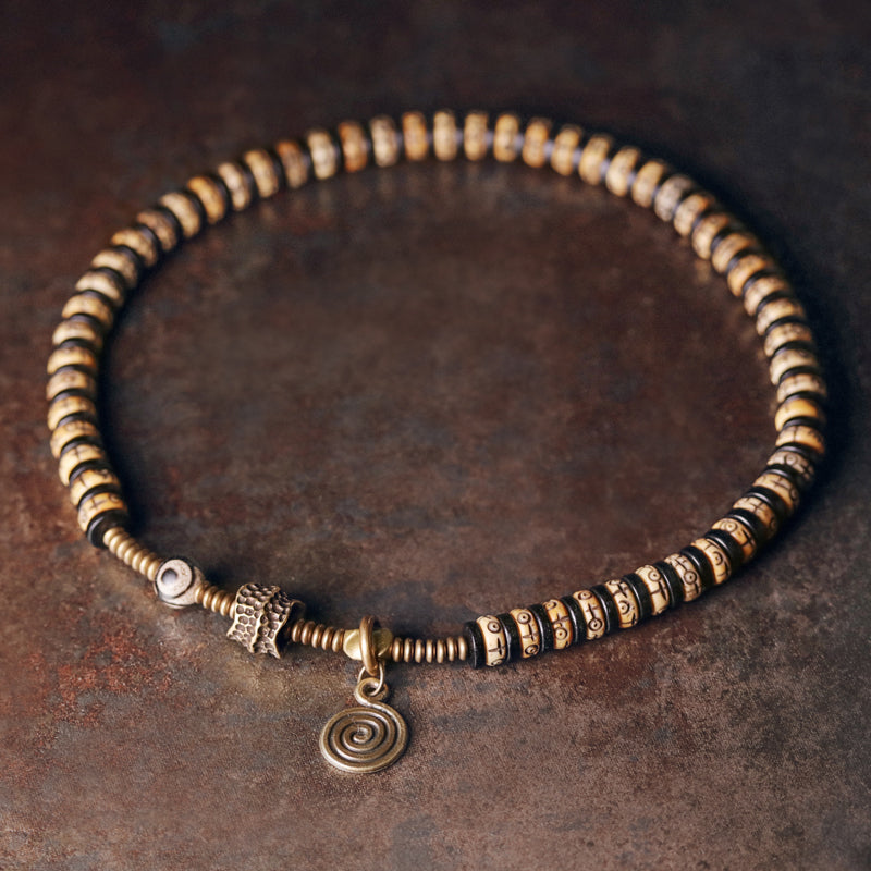 Kailashforce Vintage Double Layer Bone Bracelet Handcrafted Retro Ethnic Unisex Jewelry Where Tradition Meets Artistic Soul
