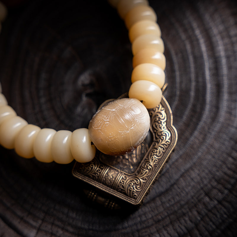 Kailashforce Timeless Natural Camel Bone Fossilized Yellow Single Loop Mala Where Earth’s Wisdom Meets Soulful Grace