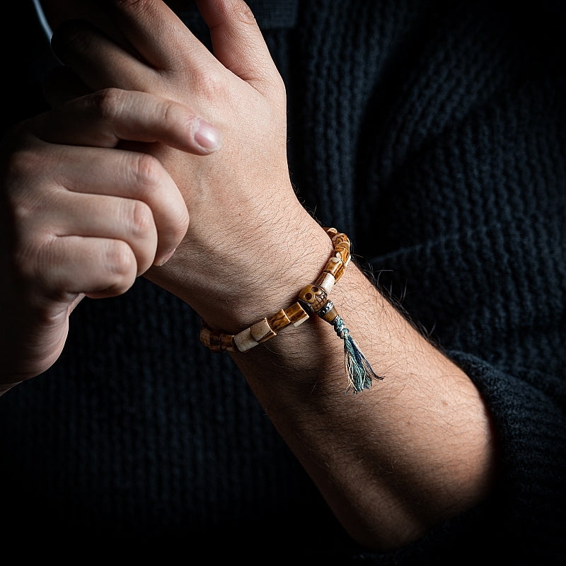 Kailashforce Timeless Tibetan Aged Antler Bone Single Loop Mala Where Earth’s Whispers Meet Soul’s Silence