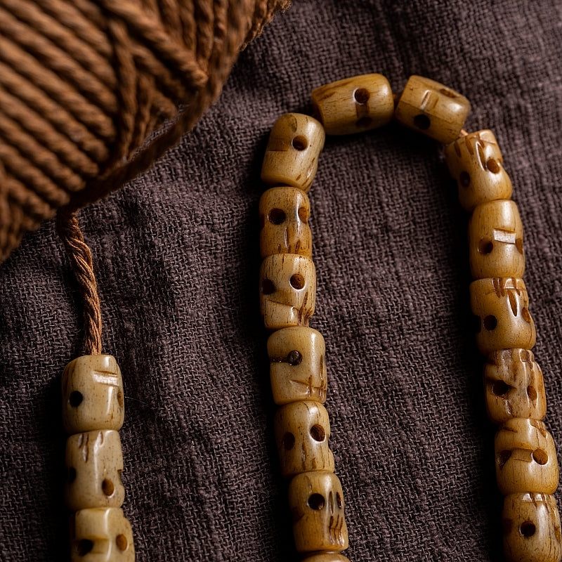 Kailashforce Eternal Yak Bone Skull Mala Where Death’s Whisper Meets Timeless Grace
