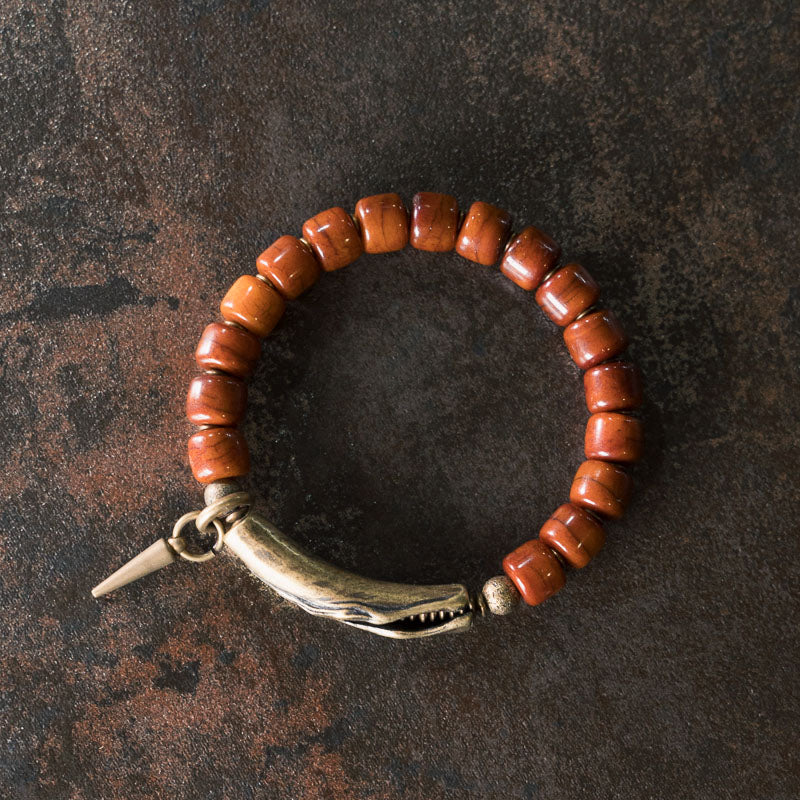 Kailashforce Artisanal Cow Bone Metal Handmade Bracelet Vintage Playful Beaded Jewelry