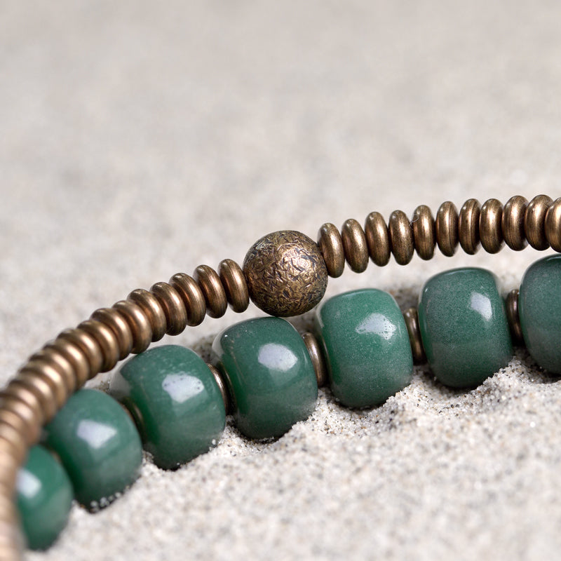Kailashforce Vintage Ethnic Double Layer Green Bodhi Root Bracelet Boho Chic Meditation Jewelry