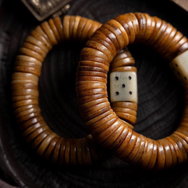 Kailashforce Timeless Tibetan Aged Yak Bone Single Loop Mala Where Earth’s Memory Meets Soul’s Journey