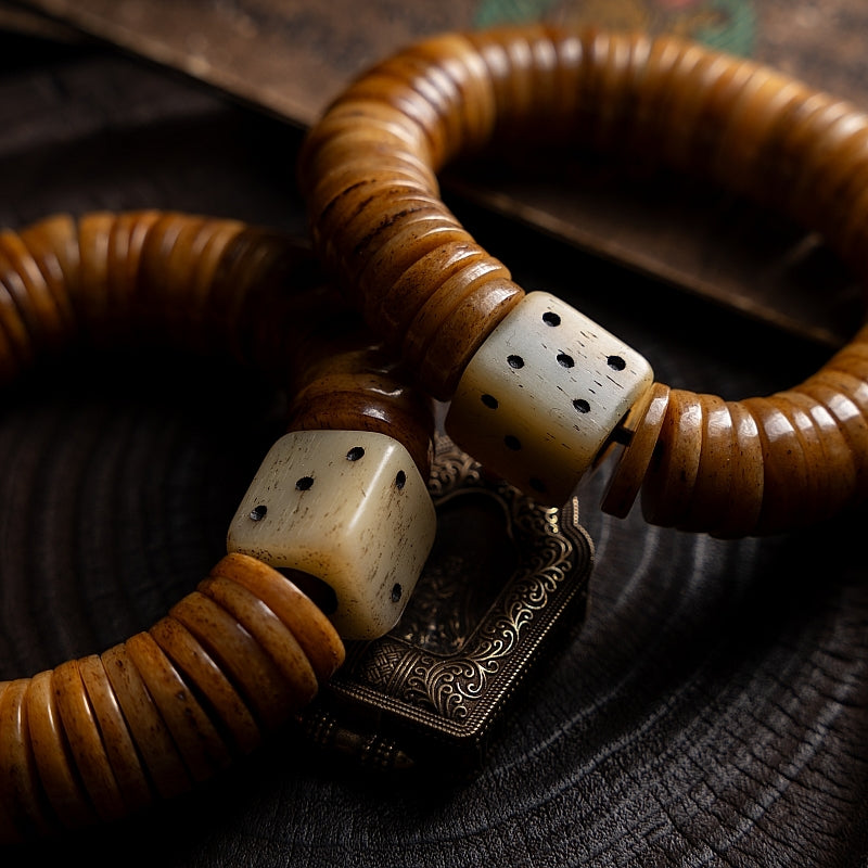 Kailashforce Timeless Tibetan Aged Yak Bone Single Loop Mala Where Earth’s Memory Meets Soul’s Journey