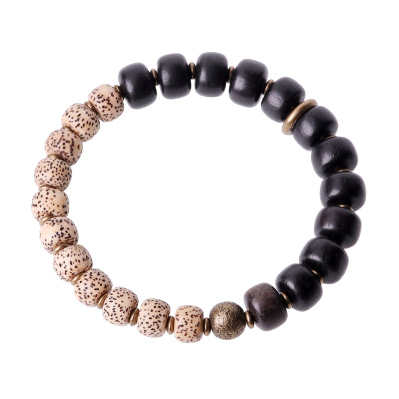 Kailashforce Women’s Ethnic Moon Star Sandalwood Bracelet Handcrafted Single Layer Boho Chinese Artisan Jewelry
