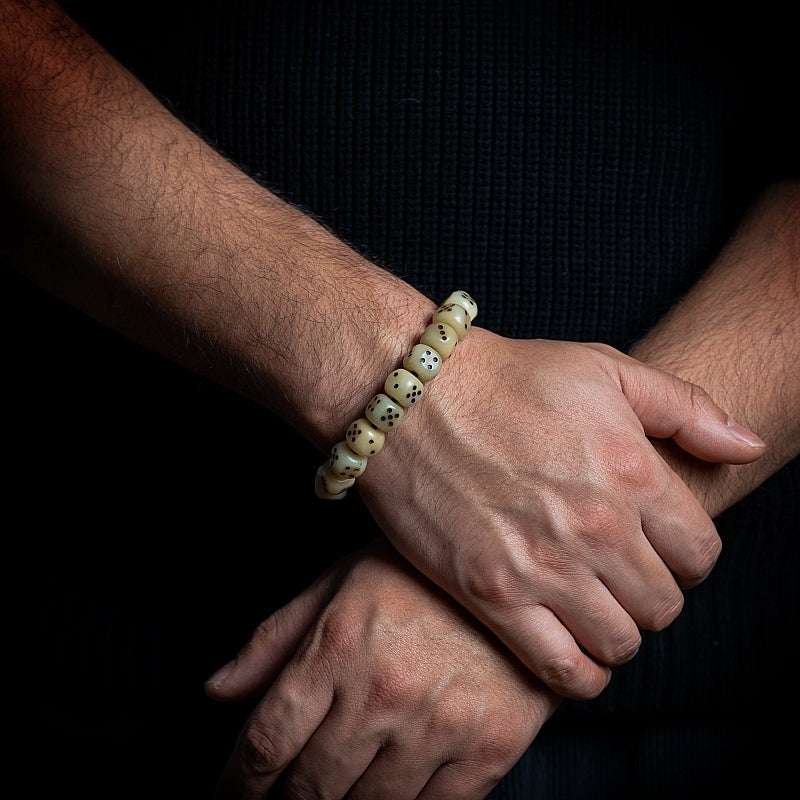 Kailashforce Tibetan Camel Bone Dice Mala Aged Bone, Timeless Soul, One Loop to Bind Them All