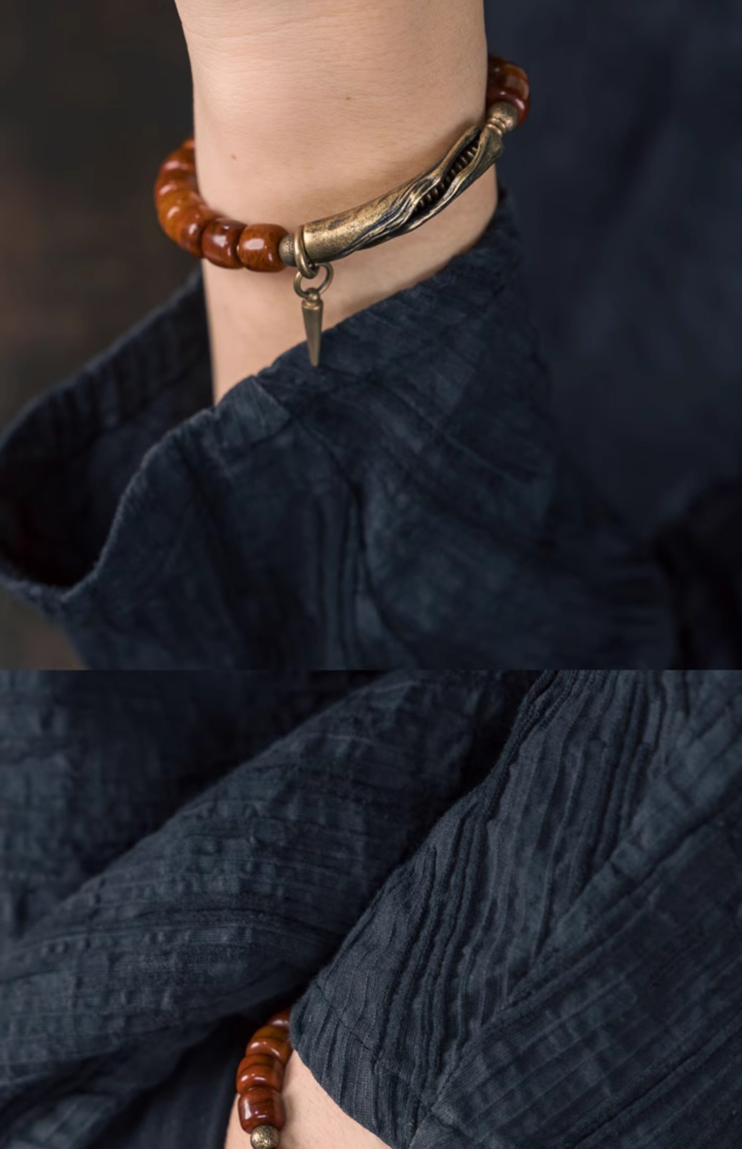 Kailashforce Artisanal Cow Bone Metal Handmade Bracelet Vintage Playful Beaded Jewelry