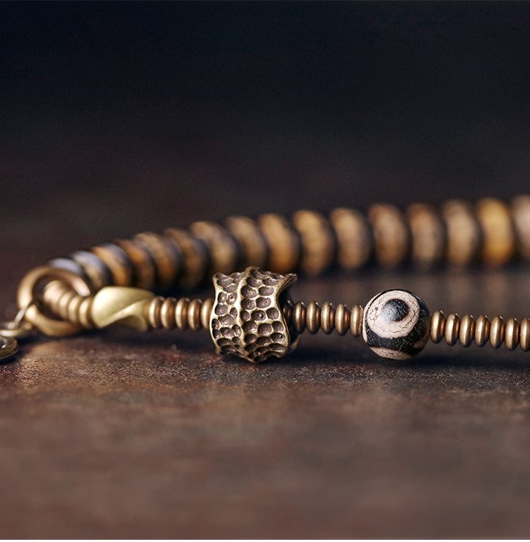 Kailashforce Vintage Double Layer Bone Bracelet Handcrafted Retro Ethnic Unisex Jewelry Where Tradition Meets Artistic Soul