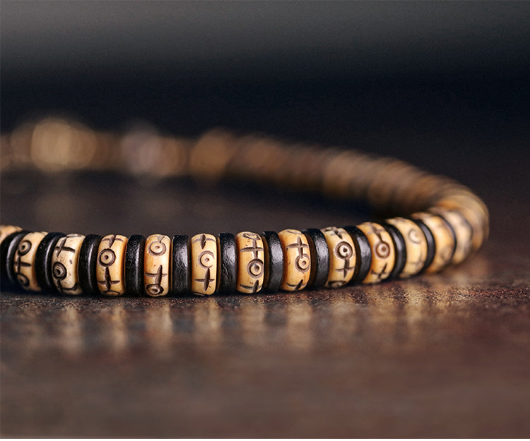 Kailashforce Vintage Double Layer Bone Bracelet Handcrafted Retro Ethnic Unisex Jewelry Where Tradition Meets Artistic Soul