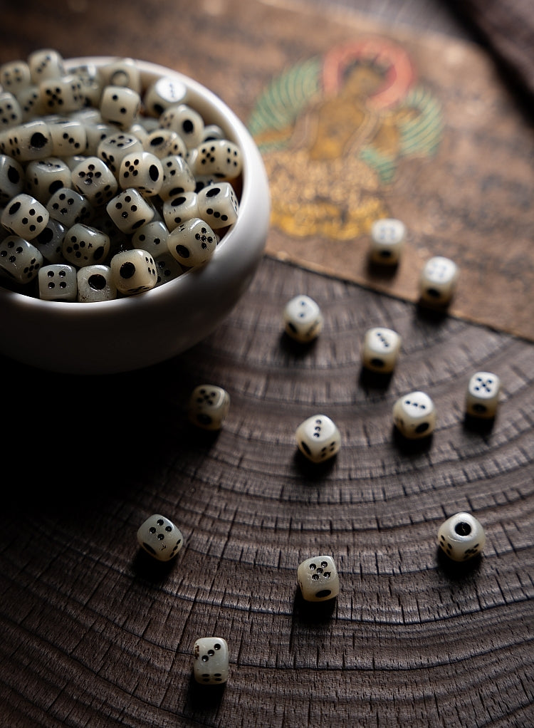 Kailashforce  Tibetan Yak Bone Dice Mala 108 Beads of Aged Wisdom, Where Bone Whispers Meet Soul’s Journey