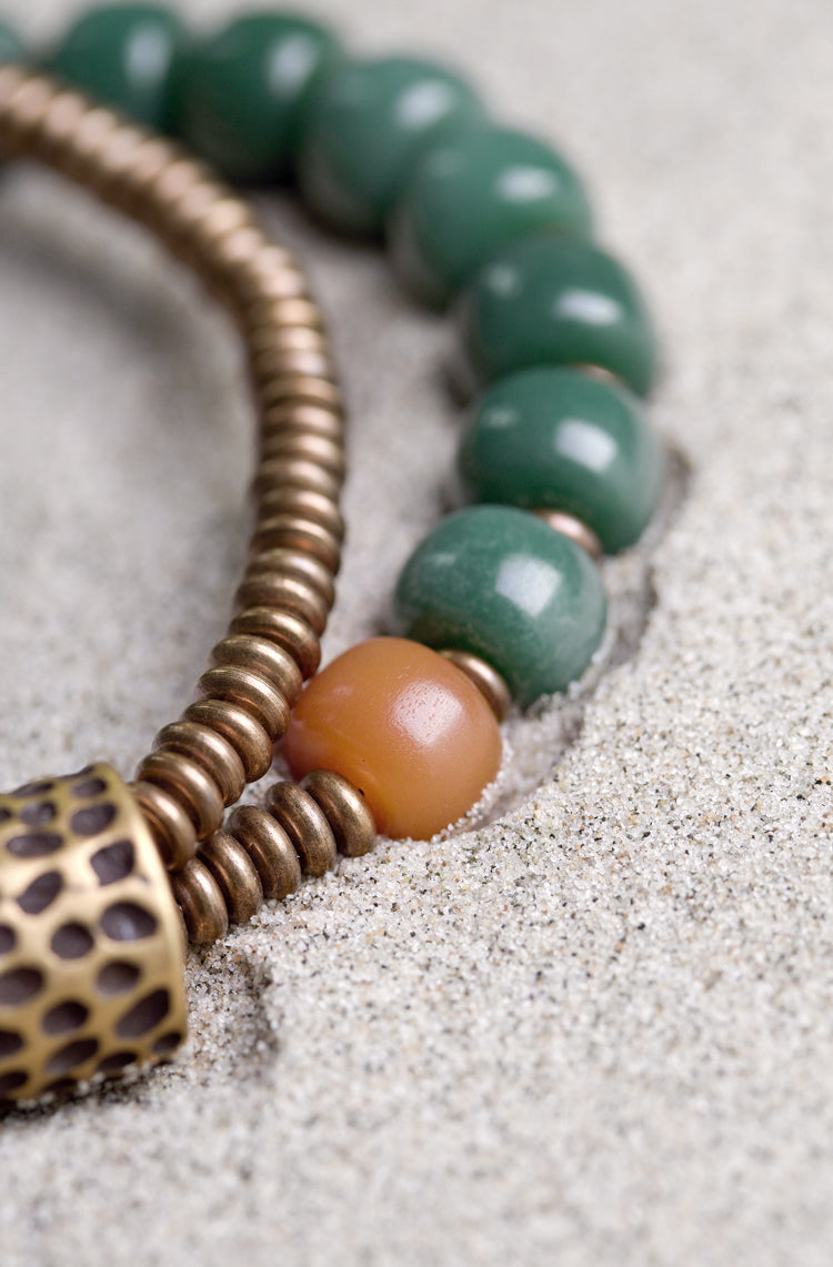 Kailashforce Vintage Ethnic Double Layer Green Bodhi Root Bracelet Boho Chic Meditation Jewelry