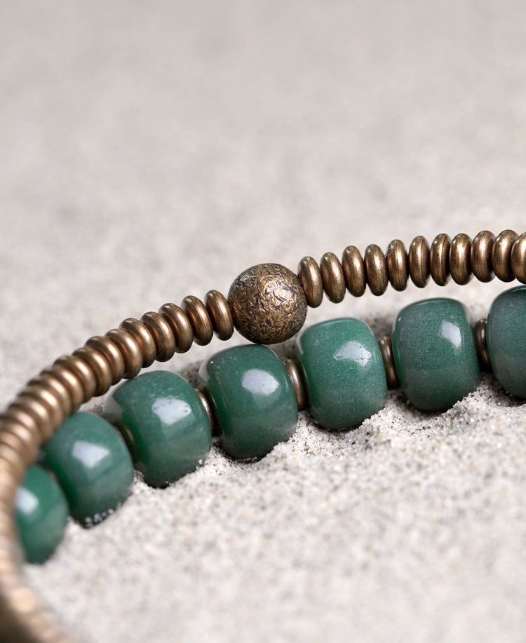 Kailashforce Vintage Ethnic Double Layer Green Bodhi Root Bracelet Boho Chic Meditation Jewelry