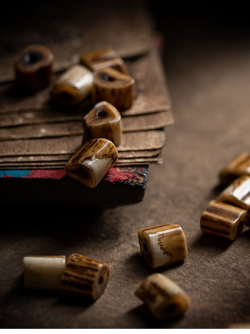 Kailashforce Timeless Tibetan Aged Antler Bone Single Loop Mala Where Earth’s Whispers Meet Soul’s Silence