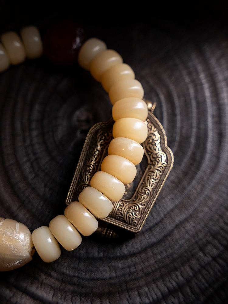 Kailashforce Timeless Natural Camel Bone Fossilized Yellow Single Loop Mala Where Earth’s Wisdom Meets Soulful Grace