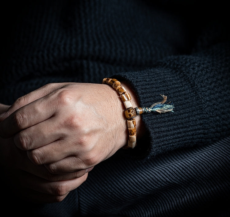 Kailashforce Timeless Tibetan Aged Antler Bone Single Loop Mala Where Earth’s Whispers Meet Soul’s Silence