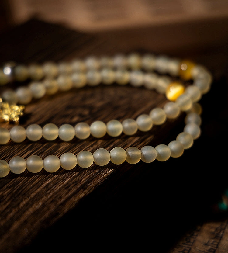 Kailashforce Original Minimalist Tibetan Inspired 108 Bead Natural Tibet Yak Horn Birthstone Buddha Rosary Unisex Spiritual Jewelry for Men or Women