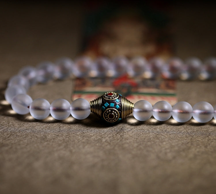 Kailashforce Ethereal Nepalese Artisanal Crystal Mala 36 Bead Women’s Bodhi String, Where Light Meets Legacy